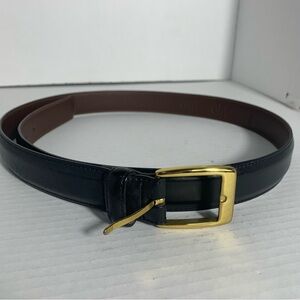 Cole Haan Black Leather Belt with Solid Brass Buckle Size 38